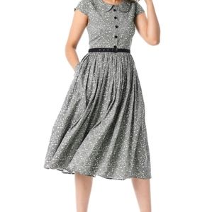 eShakti Black and White Floral Midi Dress